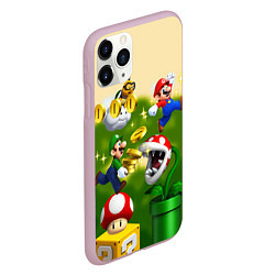 Чехол iPhone 11 Pro матовый Mario Coins, цвет: 3D-розовый — фото 2