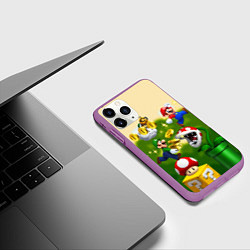 Чехол iPhone 11 Pro матовый Mario Coins, цвет: 3D-фиолетовый — фото 2