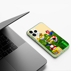 Чехол iPhone 11 Pro матовый Mario Coins, цвет: 3D-салатовый — фото 2