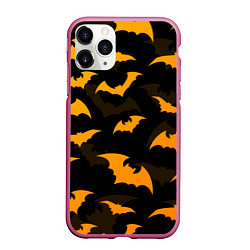 Чехол iPhone 11 Pro матовый ЛЕТУЧИЕ МЫШИ НОЧЬ ХЕЛЛОУИН HALLOWEEN NIGHT BATS