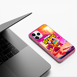 Чехол iPhone 11 Pro матовый Опасная Meg Brawl Stars, цвет: 3D-малиновый — фото 2