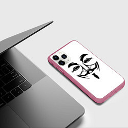 Чехол iPhone 11 Pro матовый Анонимус!!, цвет: 3D-малиновый — фото 2