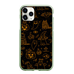 Чехол iPhone 11 Pro матовый ХЕЛЛОУИН ПАТТЕРН КОТИКИ HALLOWEEN KITTY