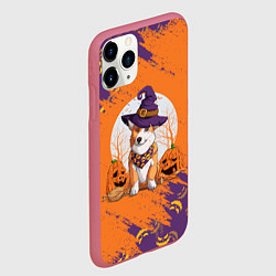 Чехол iPhone 11 Pro матовый Корги на хэллоуине, цвет: 3D-малиновый — фото 2
