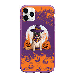 Чехол iPhone 11 Pro матовый Мопс на хэллоуин