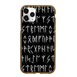 Чехол iPhone 11 Pro матовый СЛАВЯНСКИЕ СКАНДИНАВСКИЕ РУНЫ РУНИЧЕСКИЙ АЛФАВИТ, цвет: 3D-коричневый