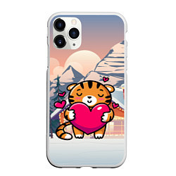 Чехол iPhone 11 Pro матовый Тигренок - любовь, цвет: 3D-белый