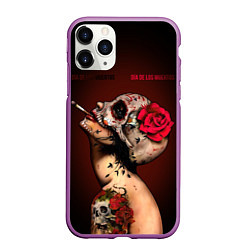 Чехол iPhone 11 Pro матовый Ведьма с красной розой, цвет: 3D-фиолетовый