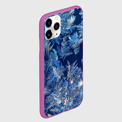 Чехол iPhone 11 Pro матовый Снежинки макро snowflakes macro, цвет: 3D-фиолетовый — фото 2