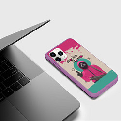 Чехол iPhone 11 Pro матовый ТРЕУГОЛЬНИК НА КАРАУЛЕ, цвет: 3D-фиолетовый — фото 2