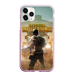 Чехол iPhone 11 Pro матовый PUBG СОЛДАТ В ШЛЕМЕ ПАБГ, цвет: 3D-розовый