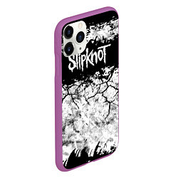 Чехол iPhone 11 Pro матовый Надпись Слипкнот Рок Группа ЧБ Slipknot, цвет: 3D-фиолетовый — фото 2