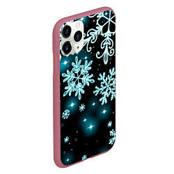 Чехол iPhone 11 Pro матовый Космические снежинки, цвет: 3D-малиновый — фото 2