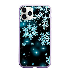 Чехол iPhone 11 Pro матовый Космические снежинки, цвет: 3D-светло-сиреневый