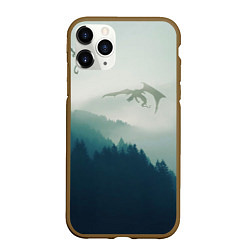 Чехол iPhone 11 Pro матовый ДРАКОНЫ НАД ЛЕСОМ DRAGON, цвет: 3D-коричневый