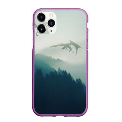 Чехол iPhone 11 Pro матовый ДРАКОНЫ НАД ЛЕСОМ DRAGON