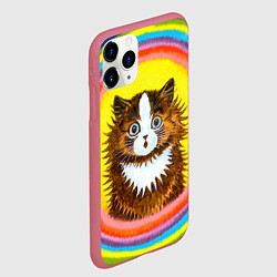 Чехол iPhone 11 Pro матовый Радужный кот Луиса Уэйна, цвет: 3D-малиновый — фото 2
