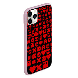 Чехол iPhone 11 Pro матовый Любовь, смерть и роботы пиктограммы, цвет: 3D-розовый — фото 2