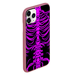 Чехол iPhone 11 Pro матовый Розовые кости, цвет: 3D-малиновый — фото 2