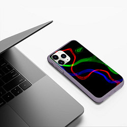 Чехол iPhone 11 Pro матовый Неоновый хаос 3DNeon chaos 3D, цвет: 3D-серый — фото 2