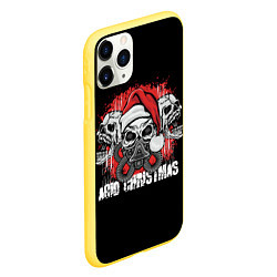 Чехол iPhone 11 Pro матовый Mary Christmas черепа, цвет: 3D-желтый — фото 2