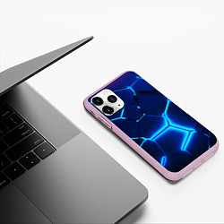 Чехол iPhone 11 Pro матовый 3D ПЛИТЫ NEON STEEL НЕОНОВЫЕ ПЛИТЫ, цвет: 3D-розовый — фото 2