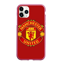 Чехол iPhone 11 Pro матовый Manchester United F C, цвет: 3D-малиновый