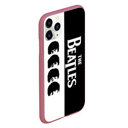 Чехол iPhone 11 Pro матовый The Beatles черно - белый партер, цвет: 3D-малиновый — фото 2