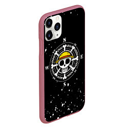 Чехол iPhone 11 Pro матовый ONE PIECE ВАН ПИС ЧЕРЕП БРЫЗГИ КРАСОК, цвет: 3D-малиновый — фото 2