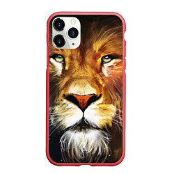 Чехол iPhone 11 Pro матовый Лев царь зверей, цвет: 3D-красный