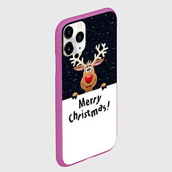 Чехол iPhone 11 Pro матовый Новогодний Оленёнок Рудольф, цвет: 3D-фиолетовый — фото 2