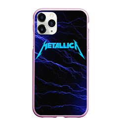 Чехол iPhone 11 Pro матовый METALLICA BLUE FLASH МЕТАЛЛИКА СИНИЕ МОЛНИИ, цвет: 3D-розовый