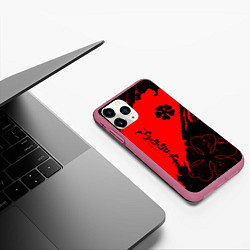 Чехол iPhone 11 Pro матовый Чёрный клевер: Black clover, цвет: 3D-малиновый — фото 2