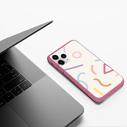 Чехол iPhone 11 Pro матовый Разные линии, цвет: 3D-малиновый — фото 2