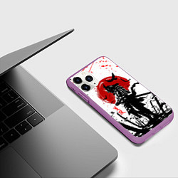 Чехол iPhone 11 Pro матовый GHOST OF TSUSHIMA ПРИЗРАК ЦУСИМЫ КРАСНОЕ СОЛНЦЕ, цвет: 3D-фиолетовый — фото 2