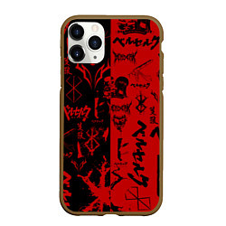 Чехол iPhone 11 Pro матовый BERSERK BLACK RED БЕРСЕРК ПАТТЕРН, цвет: 3D-коричневый
