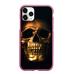 Чехол iPhone 11 Pro матовый Gold Skull, цвет: 3D-малиновый