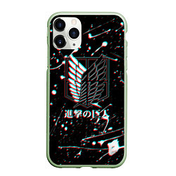 Чехол iPhone 11 Pro матовый Attack on titan: Glitch, цвет: 3D-салатовый