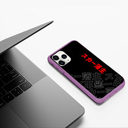 Чехол iPhone 11 Pro матовый SCARLXRD JAPAN STYLE ИЕРОГЛИФЫ, цвет: 3D-фиолетовый — фото 2