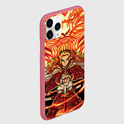Чехол iPhone 11 Pro матовый Пламенный столб Ренгоку Кенджуро, цвет: 3D-малиновый — фото 2