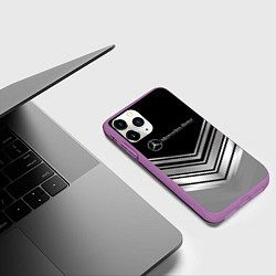 Чехол iPhone 11 Pro матовый Mercedes-Benz Текстура, цвет: 3D-фиолетовый — фото 2