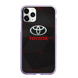 Чехол iPhone 11 Pro матовый Toyota Тонкие линии неона, цвет: 3D-светло-сиреневый