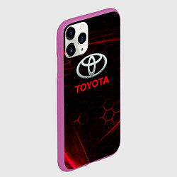 Чехол iPhone 11 Pro матовый Toyota Неоновые соты, цвет: 3D-фиолетовый — фото 2