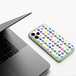 Чехол iPhone 11 Pro матовый Узор из котов, цвет: 3D-салатовый — фото 2