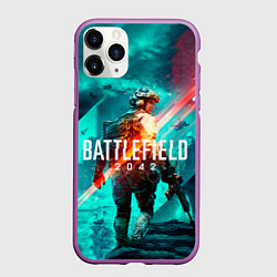 Чехол iPhone 11 Pro матовый Battlefield 2042 игровой арт, цвет: 3D-фиолетовый