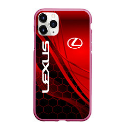 Чехол iPhone 11 Pro матовый LEXUS RED GEOMETRY ЛЕКСУС, цвет: 3D-малиновый