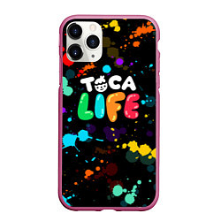 Чехол iPhone 11 Pro матовый TOCA BOCA RAINBOW PAINTS ТОКА БОКА РАДУЖНЫЕ КРАСКИ, цвет: 3D-малиновый