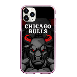 Чехол iPhone 11 Pro матовый CHICAGO BULLS ЯРОСТНЫЙ БЫК, цвет: 3D-розовый