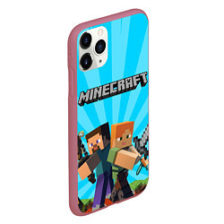 Чехол iPhone 11 Pro матовый МАЙНКРАФТ ГЕРОИ ИГРЫ MINECRAFT, цвет: 3D-малиновый — фото 2