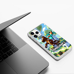 Чехол iPhone 11 Pro матовый Майнкрафт на коне в березовом лесу, цвет: 3D-белый — фото 2